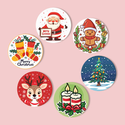 Christmas  Print Paint By Numbers Coaster Set (6 Pack)