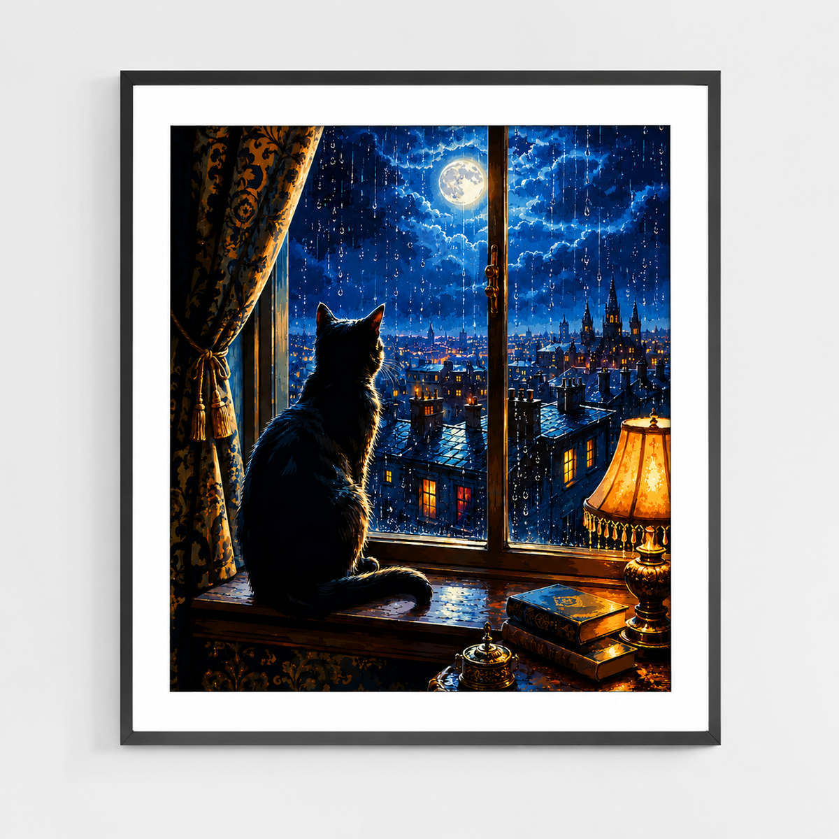 Cozy Rain-Lit Night with City View - DIY Paint by Numbers