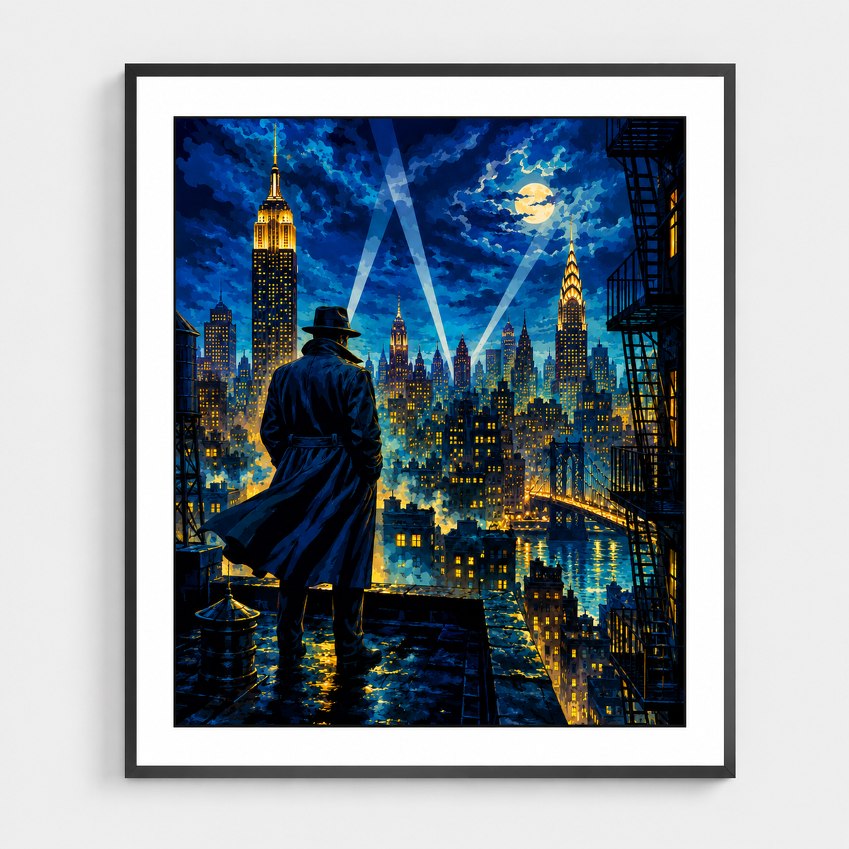 Noir Cityscape with a Lone Detective - DIY Paint by Numbers