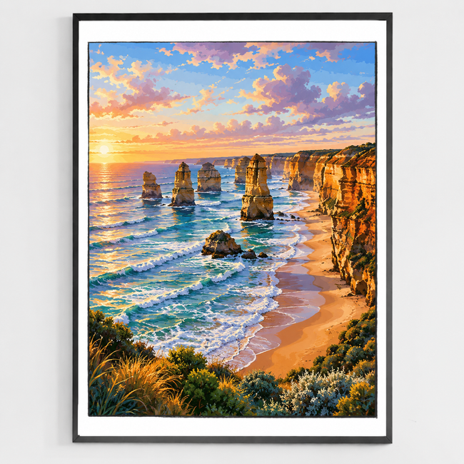 Twelve Apostles Sunset Paint by Numbers