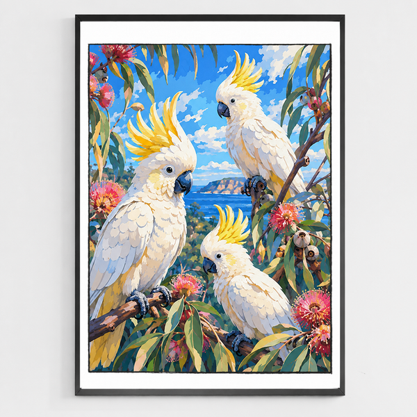 Sulphur-Crested Cockatoos Paint by Numbers