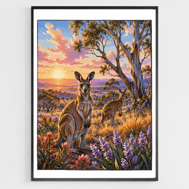 Kangaroos at Sunset Paint by Numbers